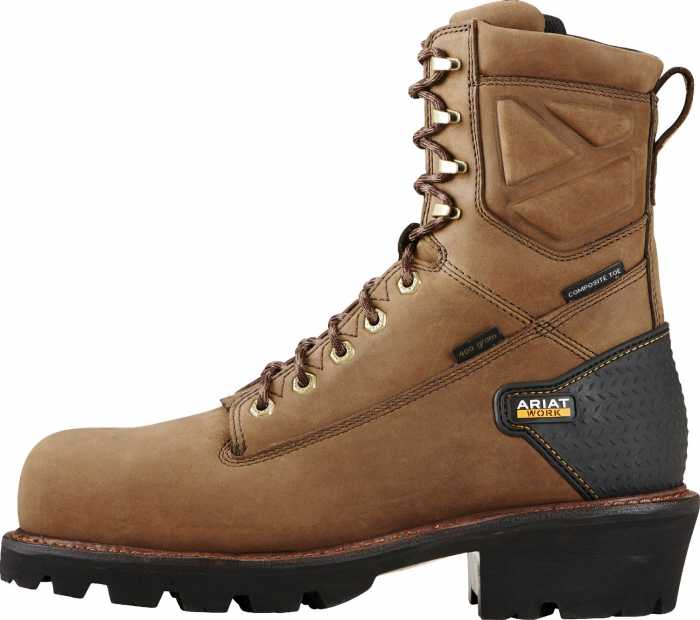 alternate view #2 of: Ariat AR10018567 Powerline, Men's, Brown, Comp Toe, EH, WP, 8 Inch Logger