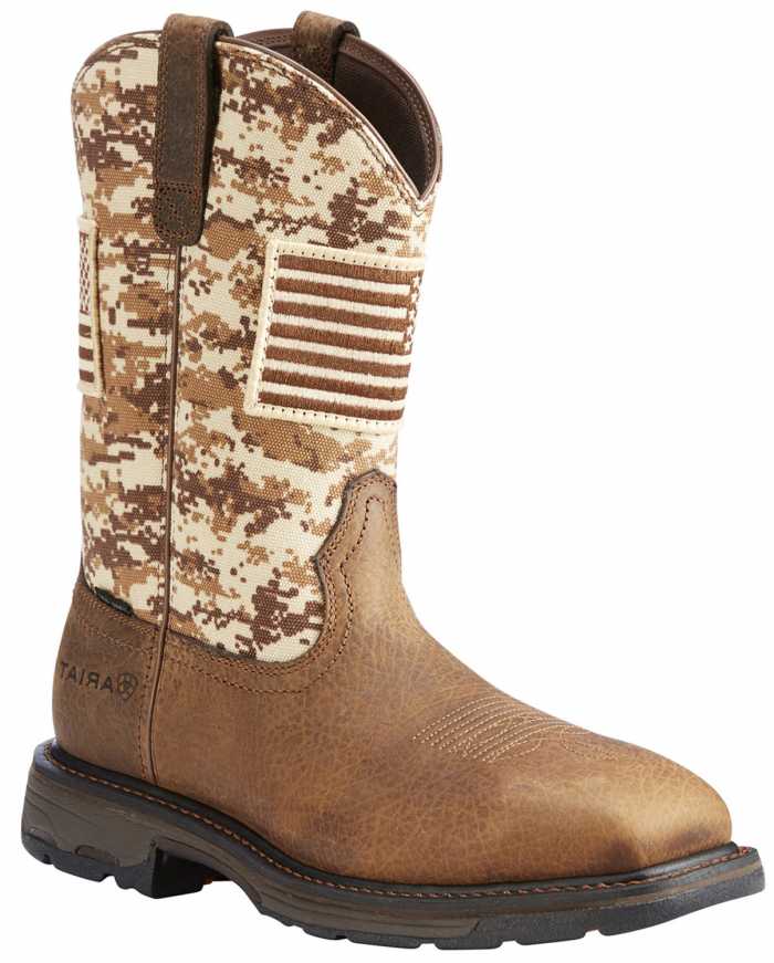view #1 of: Ariat AR10022968 WorkHog Patriot, Men's, Earth/Camo, Steel Toe, EH, Pull On Boot