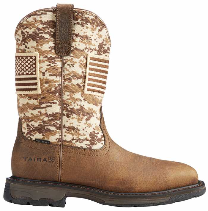 alternate view #2 of: Ariat AR10022968 WorkHog Patriot, Men's, Earth/Camo, Steel Toe, EH, Pull On Boot