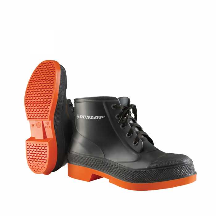 view #1 of: Dunlop 87981 Men's Grey/Orange 6 Inch PVC Waterproof, Slip Resistant, Steel Toe, Lace Up Boot