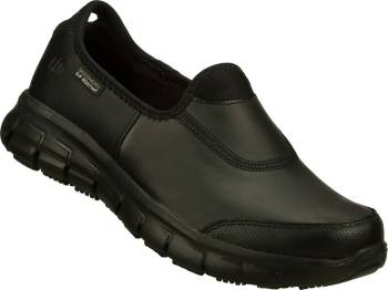 Zapato de trabajo, sin cordones, con puntera blanda, antideslizante, EH, negro, para mujer, Skechers Work SK76536BLK Sure Track