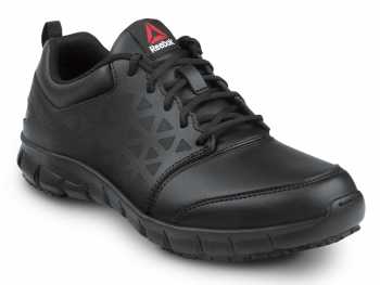 Reebok Work SRB3203 Sublite Cushion Work, Black, Men's, Athletic Style Slip Resistant Soft Toe Work Shoe