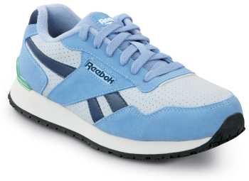 Zapato de trabajo con puntera blanda, antideslizante MaxTRAX, EH, estilo retro de correr, azul/gris, de mujer, Reebok Work SRB950 Harman