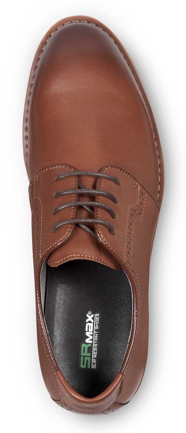 alternate view #4 of: SR Max SRM3350 Beaufort, Men's, Brown/White, Dress Style, MaxTRAX Slip Resistant, Soft Toe Work Shoe