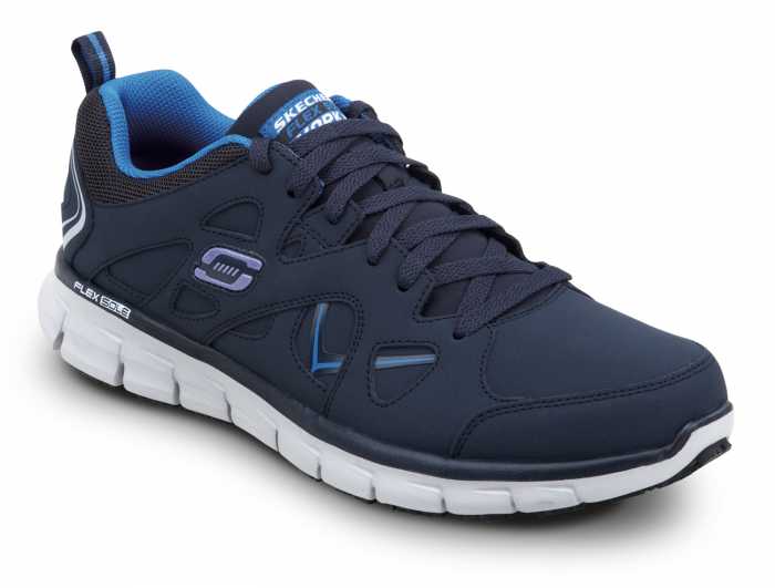 view #1 of: SKECHERS Work SSK605NVBL David, Men's, Navy, Athletic Style, MaxTRAX Slip Resistant, Soft Toe Work Shoe