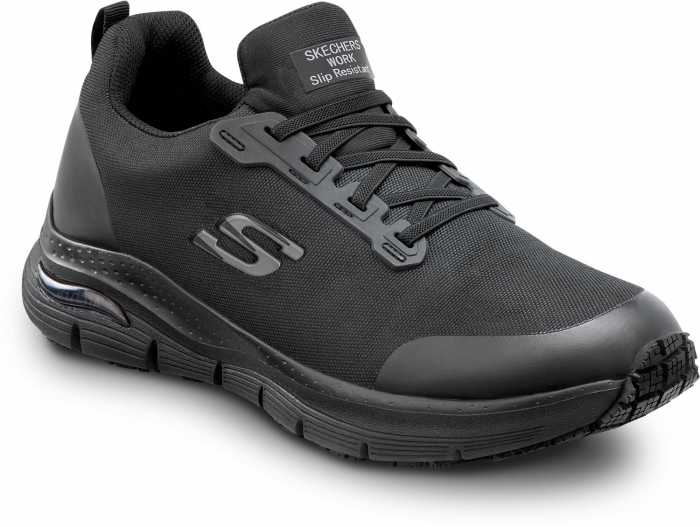 view #1 of: SKECHERS Work Arch Fit SSK8037BLK Charles, Men's, Black, Slip On Athletic Style, Alloy Toe, MaxTRAX Slip Resistant, Work Shoe
