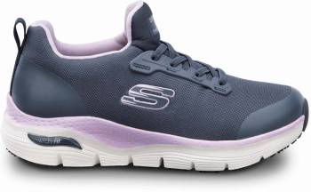 Women's Navy Leslie Arch Fit MaxTRAX® Alloy Toe SRO Slip-On Athletic