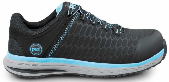 alternate view #2 of: Timberland PRO STMA1XS7 Powerdrive, Women's, Black/Aqua, Comp Toe, EH, MaxTRAX Slip Resistant Low Athletic