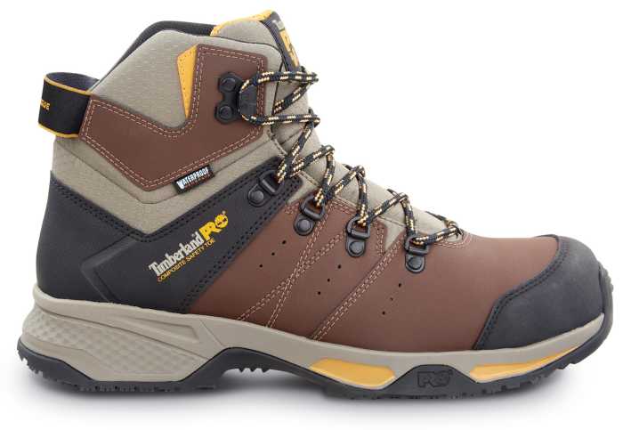 alternate view #2 of: Timberland PRO STMA44FE Switchback, Men's, Brown / Golden Yellow, Comp Toe, EH, WP, MaxTRAX Slip Resistant Work Hiker