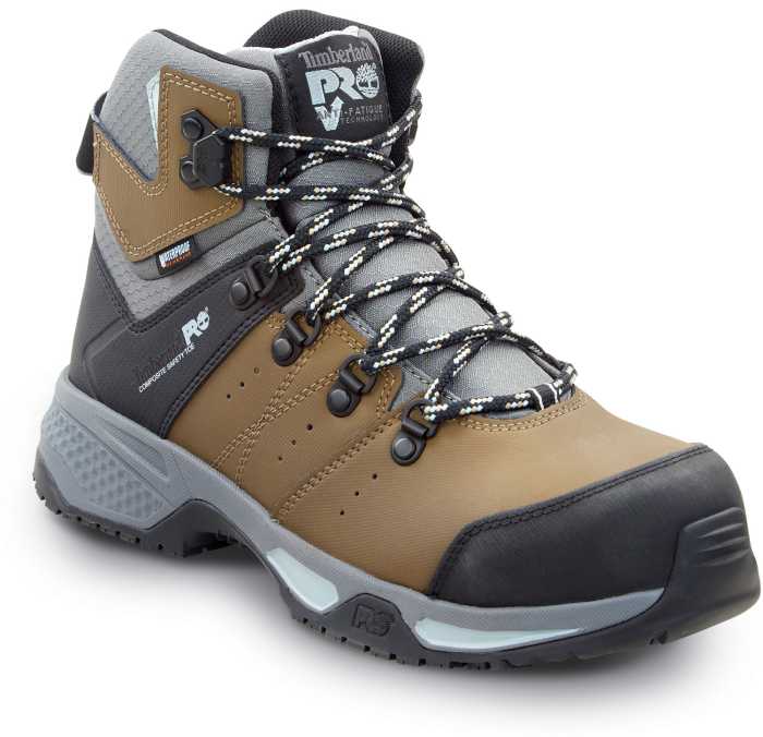 view #1 of: Timberland PRO STMA44N9 Switchback, Women's, Brown/Blue Pop, Comp Toe, EH, WP, MaxTRAX Slip-Resistant Work Hiker