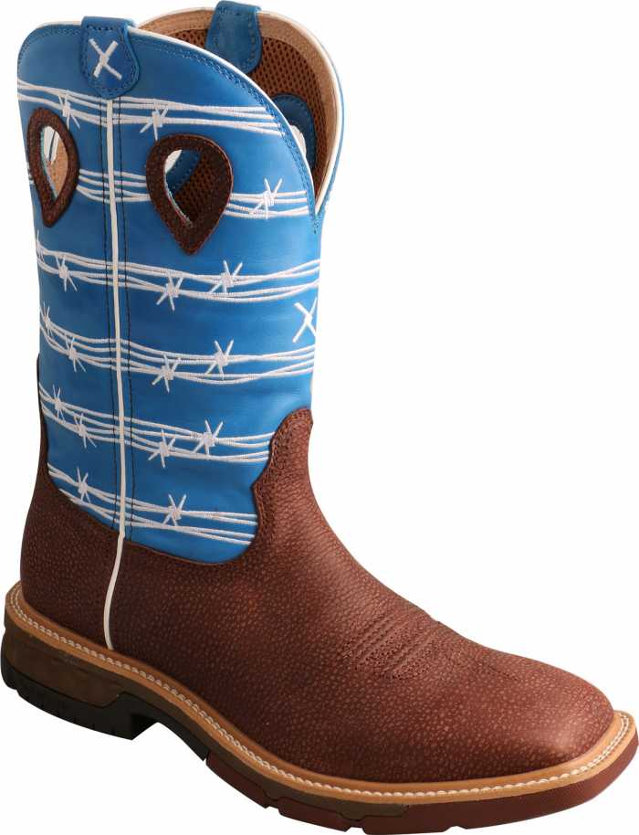 view #1 of: Twisted X TWMXBA001 Men's, Burgundy/Sky Blue, Alloy Toe, EH, 12 Inch, Pull On Boot