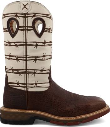 Bota Wellington SRO con puntera de aleación Western Work estampa de elefante marrón/hueso de 12 pulgadas para hombre