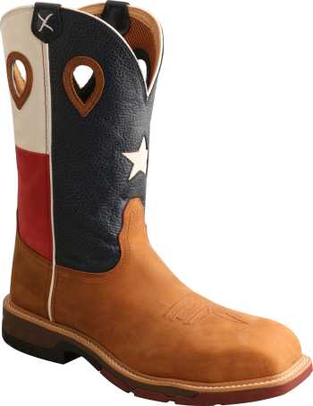 Bota de 12 pulgadas EH con puntera de material compuesto, marrón/bandera de Texas de hombre Twisted X TWMXBN004