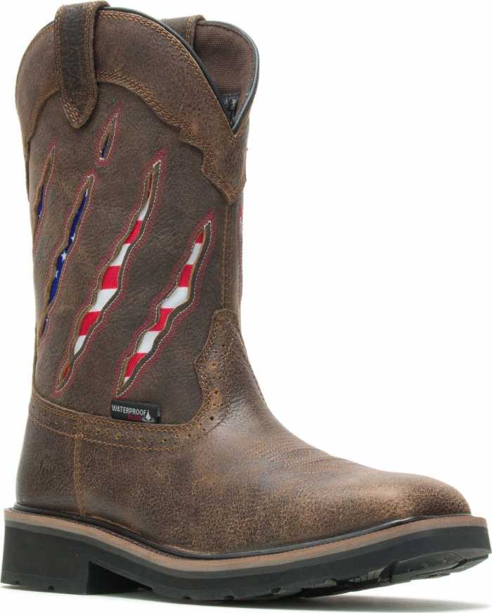 view #1 of: Wolverine WW201218 Rancher Claw, Men's, Brown, Steel Toe, EH, WP, 10 Inch Pull On Boot